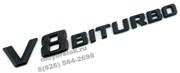Эмблема Мерседес крыло металл черная EM.Mercedes.fender.V8.biturbo.bk
