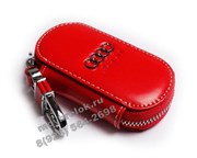 Ключница Ауди красная, овальная на молнии CAS.IN.Audi.red.rnd