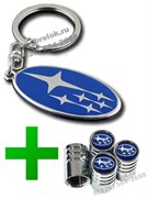 Набор Субару : брелок + ниппеля на диски set.subaru.key+cap