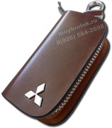 Ключница Митсубиси коричневая на молнии CAS.IN.Mitsubishi.brw