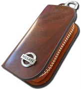 Ключница Ниссан коричневая на молнии CAS.IN.nissan.brw