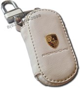 Ключница Порше белая, овальная на молнии CAS.IN.porsche.wh.rnd