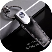 Брелок Фольксваген для ключей кожаный (q-type), выпуклая эмблема K.Qt.vw