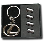 Подарочный набор Лексус брелок и комплект ниппелей на диск set.lexus.k+cap