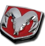 Эмблема Додж 40x45 мм (металл, красн) капот / багажник EM.Dodge.45х40.red