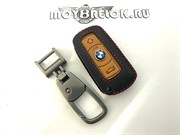Чехол для смарт ключа БМВ нат. кожа дорестайл (2 ушка) CAS.K.bmw.2k.bk