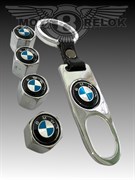 Колпачки на ниппель БМВ (син.фон, шестигр.-хром) комплект 4шт CAP.BMW.Hex.bu